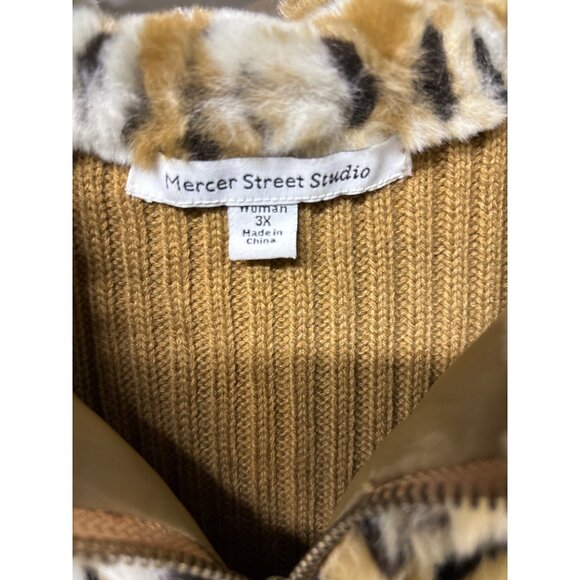 Mercer Street Studio Womens 3X Faux Fur Ribbed Knit Vest Leopard Print Classy - Picture 3 of 8